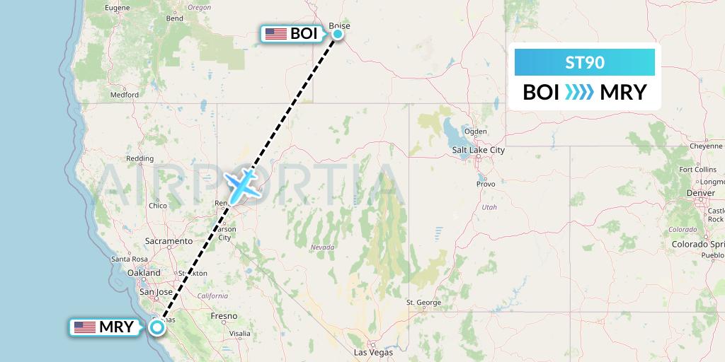ST90 Air Thanlwin Flight Map: Boise to Monterey