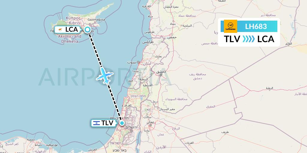 LH683 Lufthansa Flight Map: Tel Aviv to Larnaca