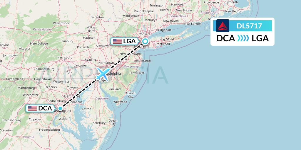 DL5717 Delta Air Lines Flight Map: Washington to New York