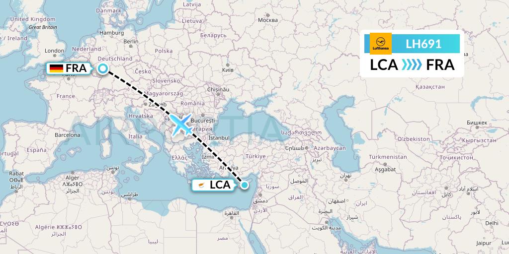 LH691 Lufthansa Flight Map: Larnaca to Frankfurt