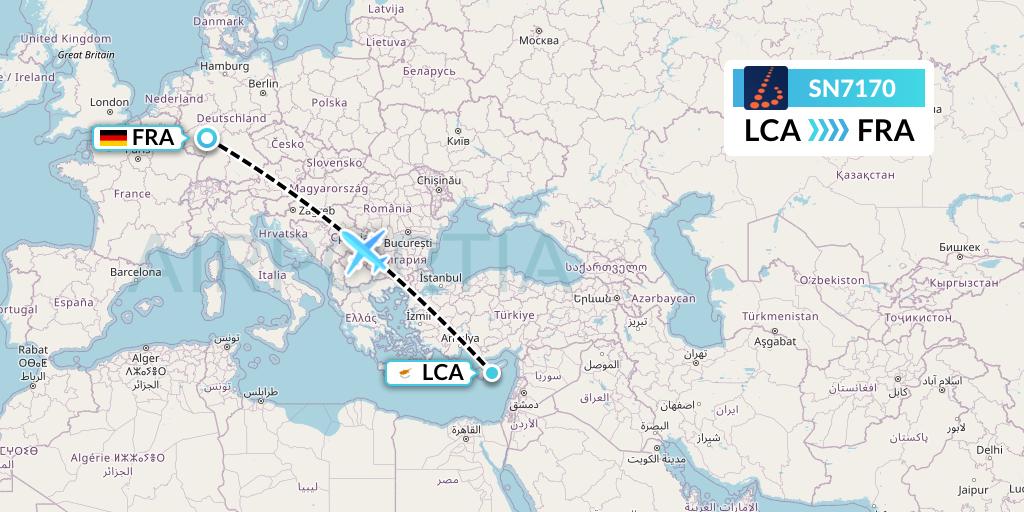 SN7170 Brussels Airlines Flight Map: Larnaca to Frankfurt