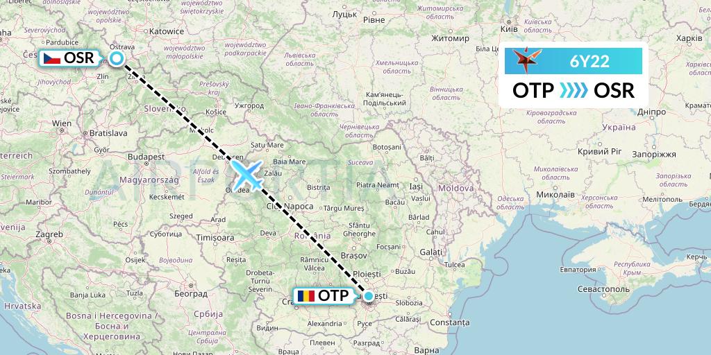 6Y22 SmartLynx Flight Map: Bucharest to Ostrava