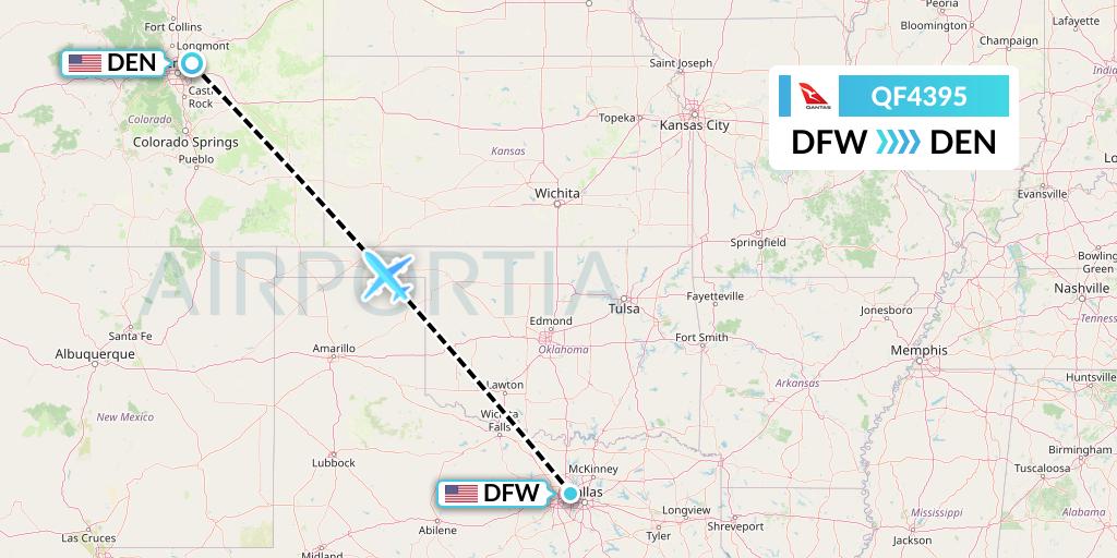QF4395 Qantas Flight Map: Dallas to Denver