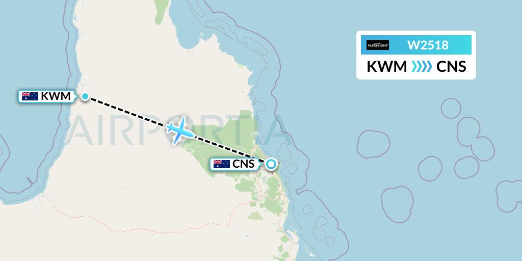 W2518 Flex Flight Flight Map: Kowanyama to Cairns