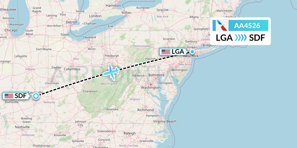 AA4526 American Airlines Flight Map: New York to Louisville