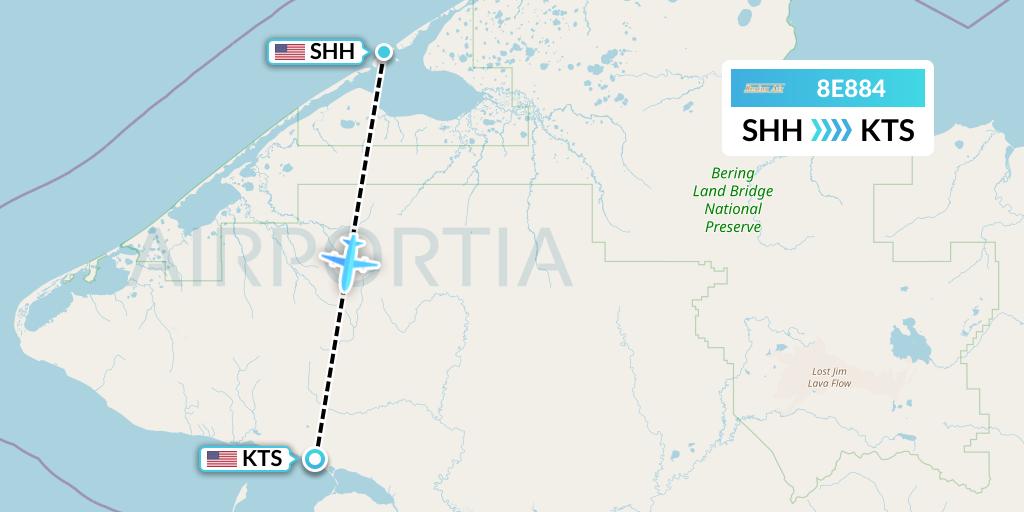 8E884 Bering Air Flight Map: Shishmaref to Brevig Mission