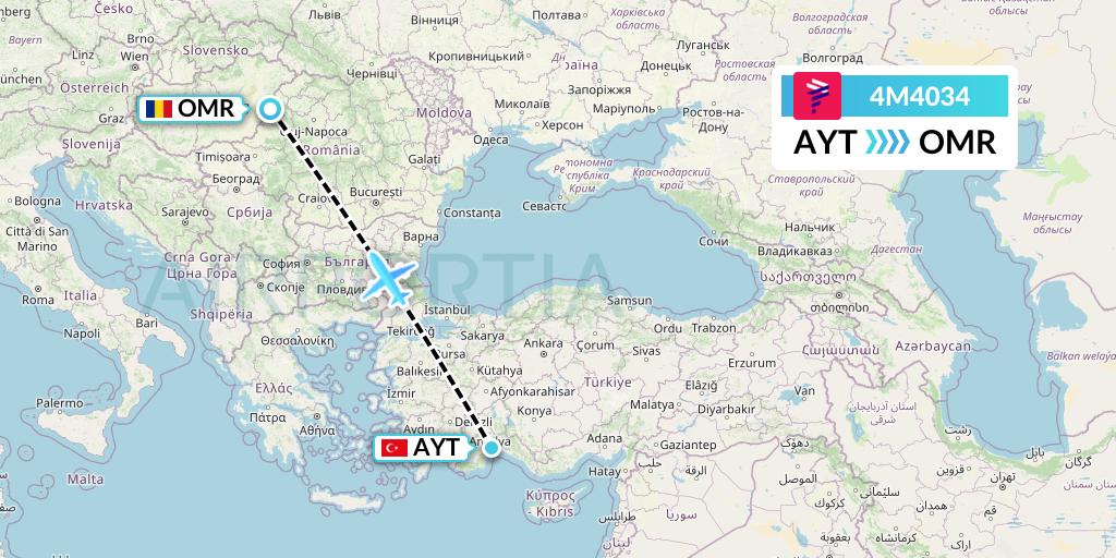 4M4034 LATAM Airlines Argentina Flight Map: Antalya to Oradea