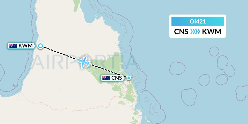 OI421 Hinterland Aviation Flight Map: Cairns to Kowanyama