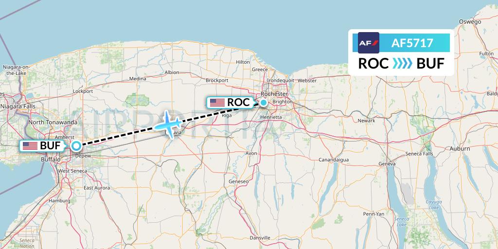 AF5717 Air France Flight Map: Rochester to Buffalo
