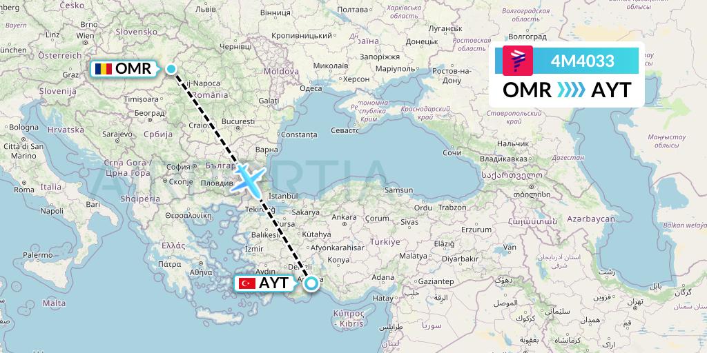 4M4033 LATAM Airlines Argentina Flight Map: Oradea to Antalya