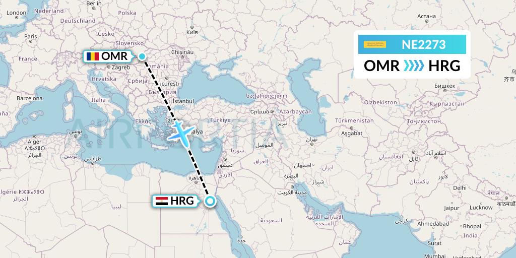 NE2273 Nesma Airlines Flight Map: Oradea to Hurghada