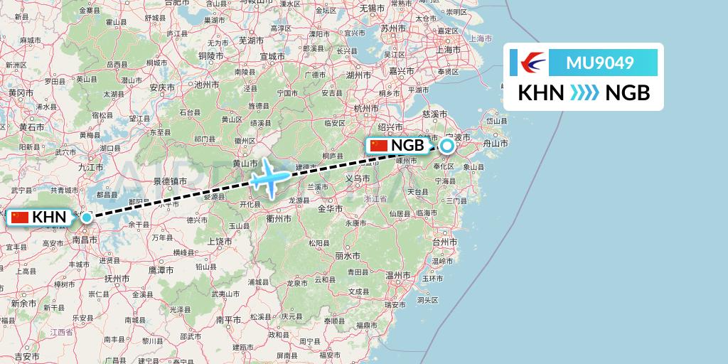 MU9049 China Eastern Airlines Flight Map: Nanchang to Ningbo