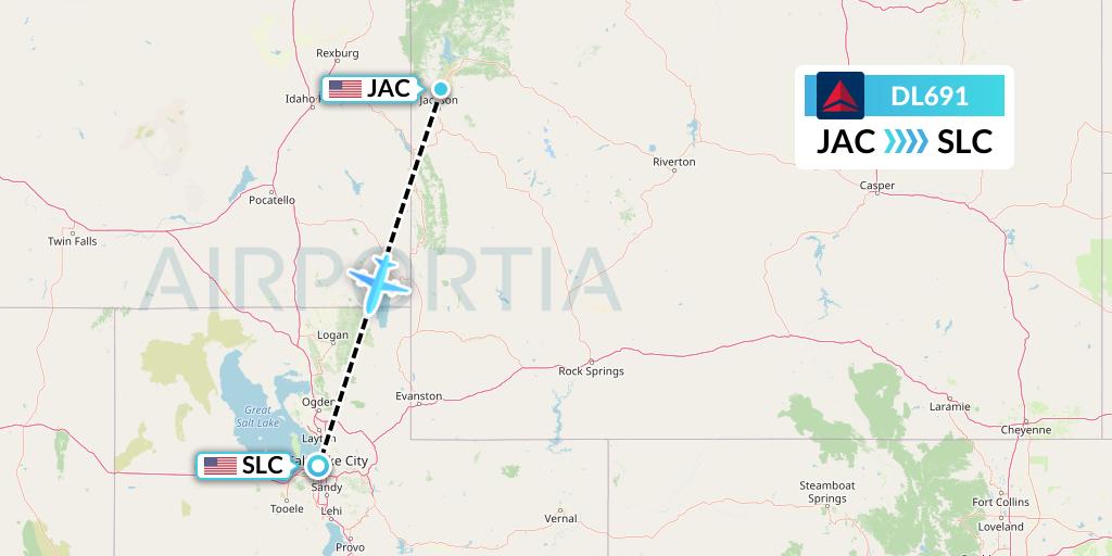 DL691 Delta Air Lines Flight Map: Jackson to Salt Lake City