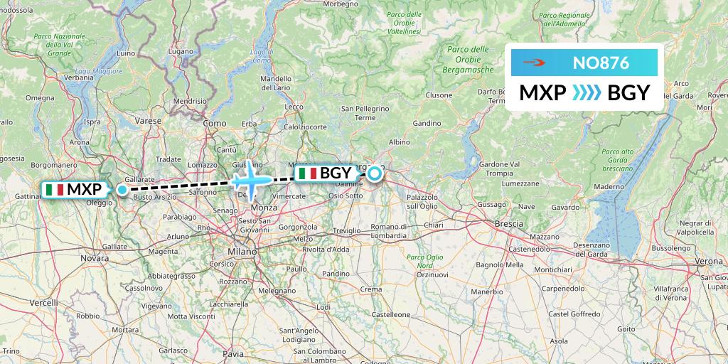 NO876 Neos Flight Map: Milan to Milan