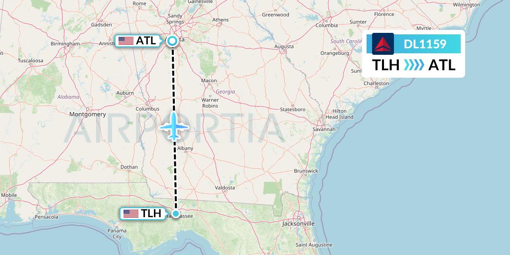 DL1159 Delta Air Lines Flight Map: Tallahassee to Atlanta