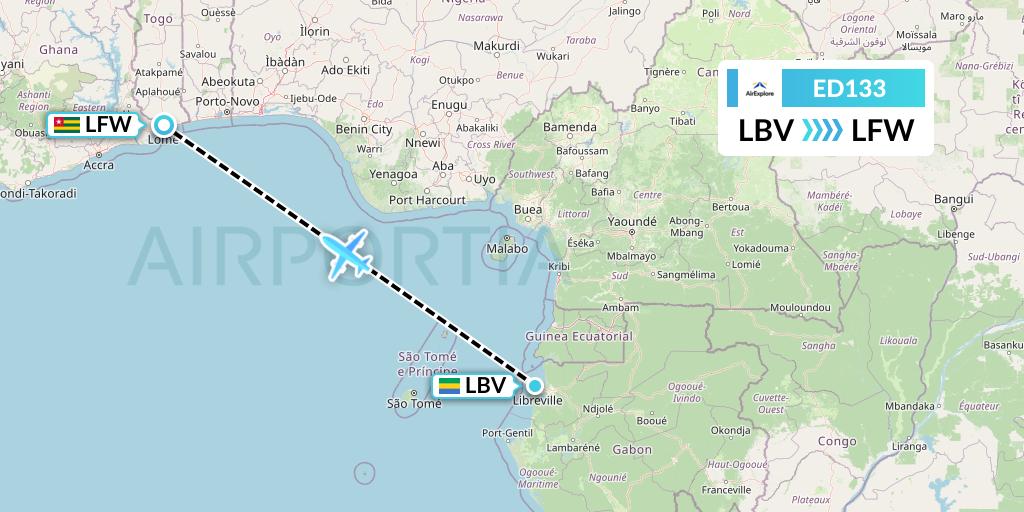 ED133 AirExplore Flight Map: Libreville to Lome