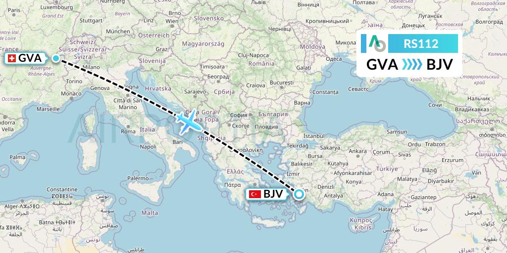 RS112 Air Seoul Flight Map: Geneva to Bodrum