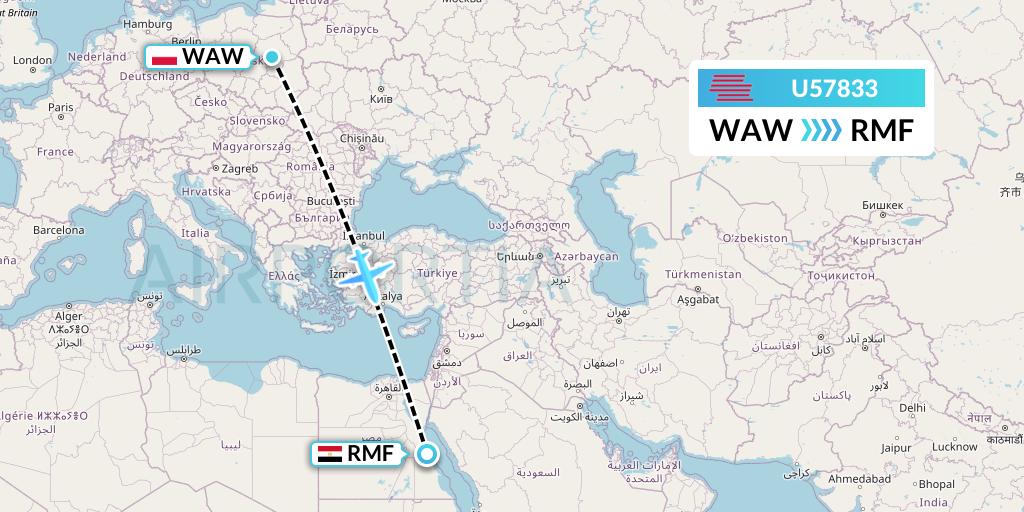 U57833 Karinou Airlines Flight Map: Warsaw to Marsa Alam
