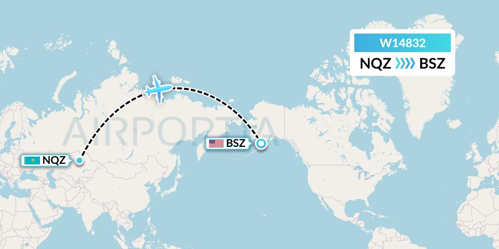 W14832 World Ticket Ltd Flight Map: Astana to Egegik