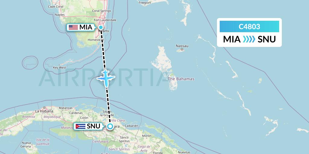 C4803 Click Airways Flight Map: Miami to Santa Clara