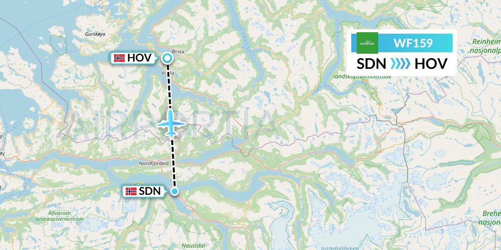 WF159 Wideroe Flight Map: Sandane to Orsta Volda