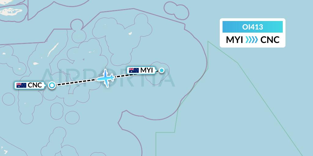 OI413 Hinterland Aviation Flight Map: Murray Island to Australia