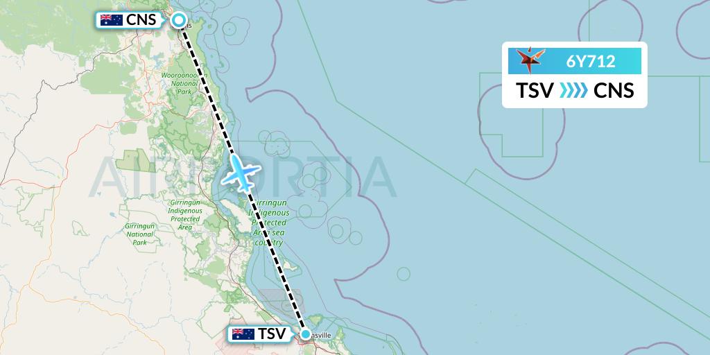 6Y712 SmartLynx Flight Map: Townsville to Cairns