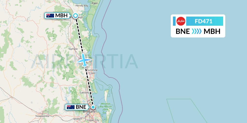 FD471 Thai AirAsia Flight Map: Brisbane to Maryborough