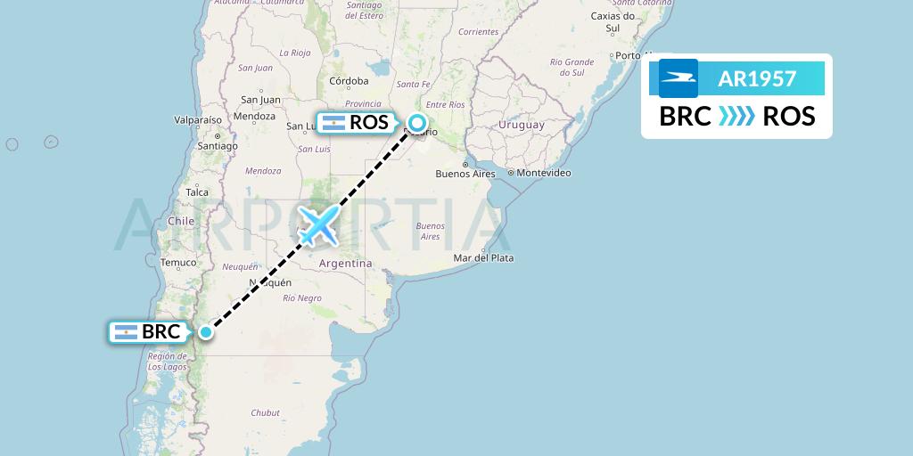 AR1957 Aerolineas Argentinas Flight Map: San Carlos de Bariloche to Rosario