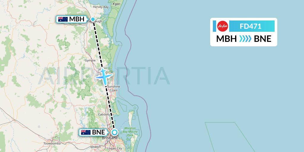 FD471 Thai AirAsia Flight Map: Maryborough to Brisbane