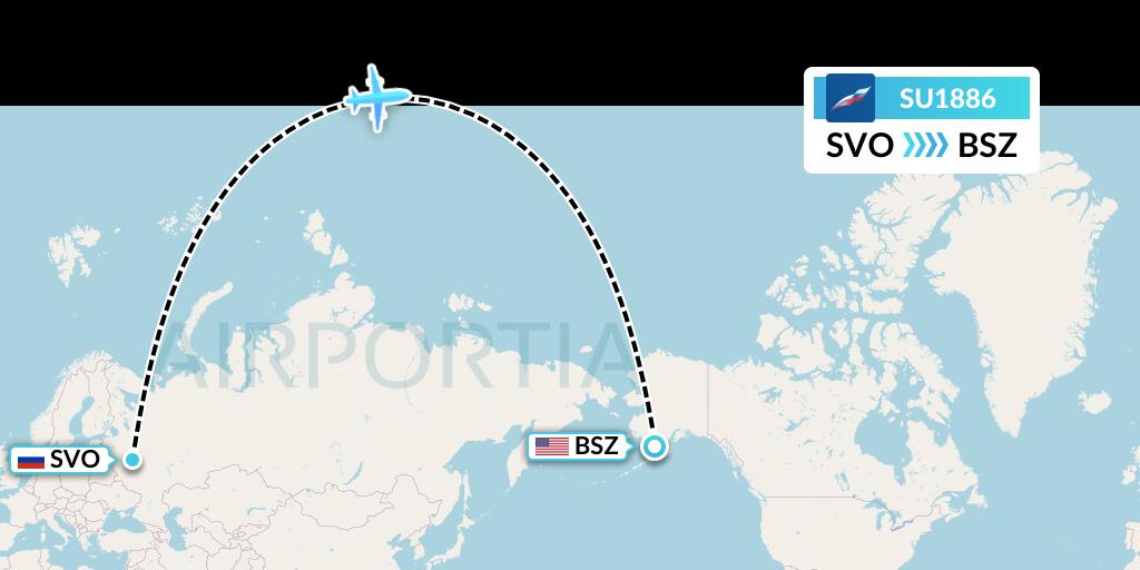 SU1886 Aeroflot Flight Map: Moscow to Egegik
