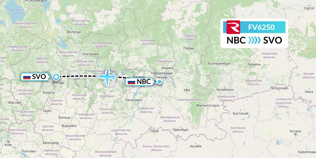 FV6250 Rossiya Flight Map: Naberezhnye Chelny to Moscow