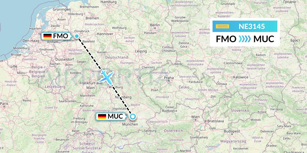 NE3145 Nesma Airlines Flight Map: Munster to Munich