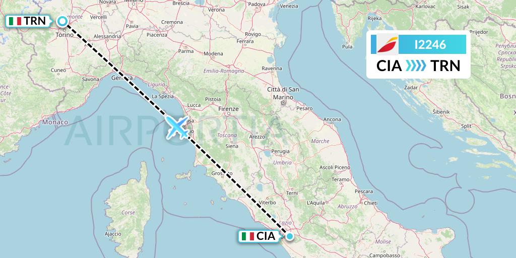 I2246 Iberia Express Flight Map: Rome to Turin