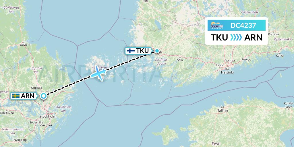 DC4237 Braathens Regional Flight Map: Turku to Stockholm