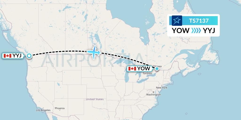 TS7137 Air Transat Flight Map: Ottawa to Victoria