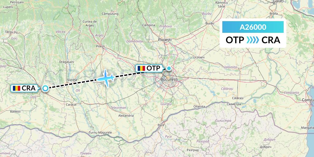 A26000 Anima Wings Aviation Flight Map: Bucharest to Craiova