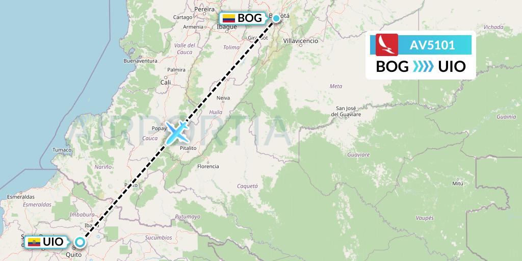 AV5101 Avianca Flight Map: Bogota to Quito