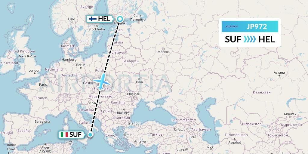 JP972 Adria Airways Flight Map: Lamezia Terme to Helsinki