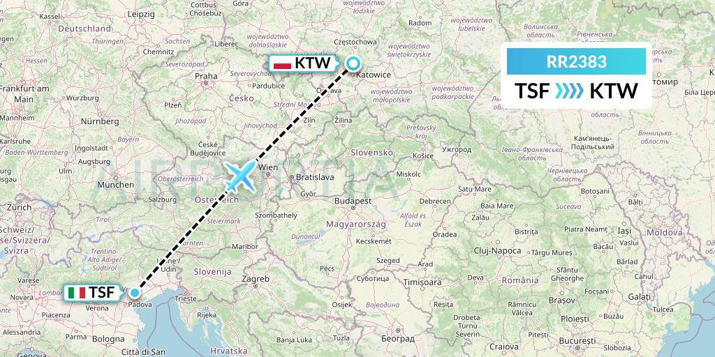 RR2383 Royal Air Force Flight Map: Treviso to Katowice