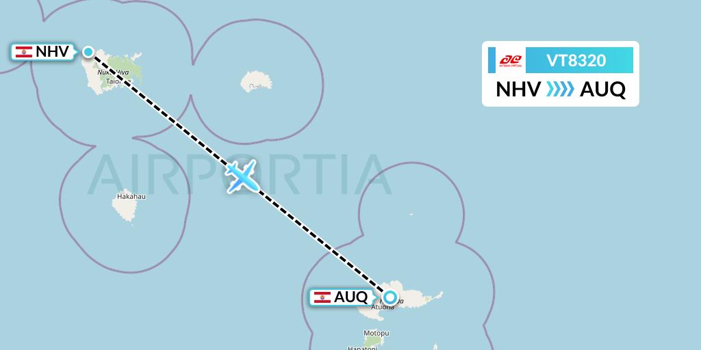 VT8320 Air Tahiti Flight Map: Nuku Hiva to Atuona