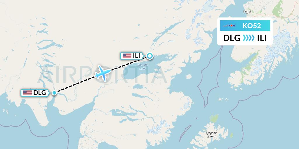 KO52 Komiaviatrans Flight Map: Dillingham to Iliamna