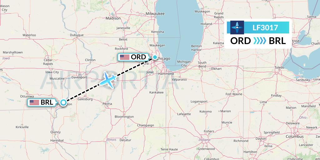 LF3017 Corporate Flight Management Flight Map: Chicago to Burlington