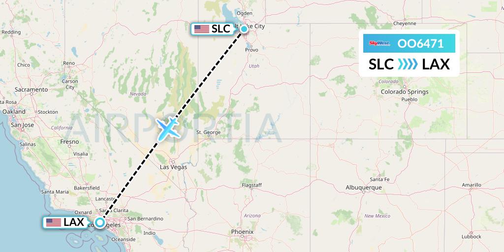 OO6471 SkyWest Airlines Flight Map: Salt Lake City to Los Angeles