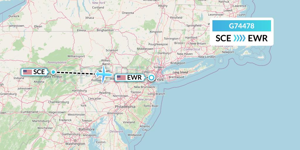 G74478 GoJet Flight Map: State College to New York