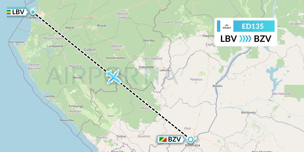ED135 AirExplore Flight Map: Libreville to Brazzaville
