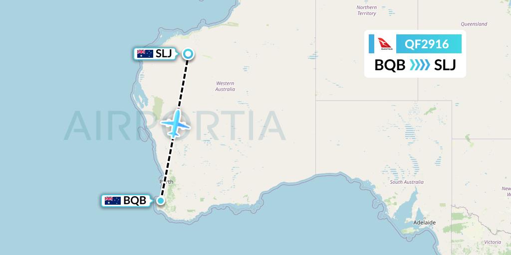 QF2916 Qantas Flight Map: Busselton to Solomon