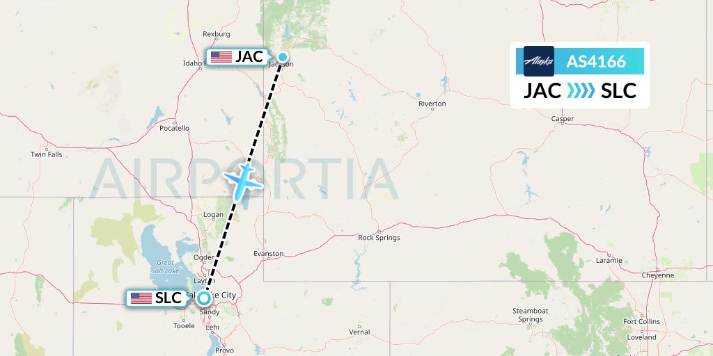 AS4166 Alaska Airlines Flight Map: Jackson to Salt Lake City