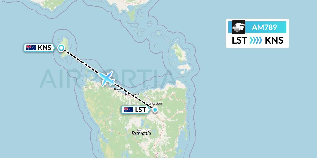 AM789 Aeromexico Flight Map: Launceston to King Island