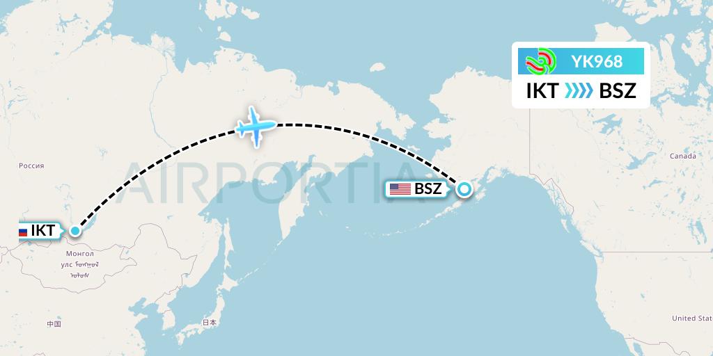 YK968 Avia Traffic Flight Map: Irkutsk to Egegik